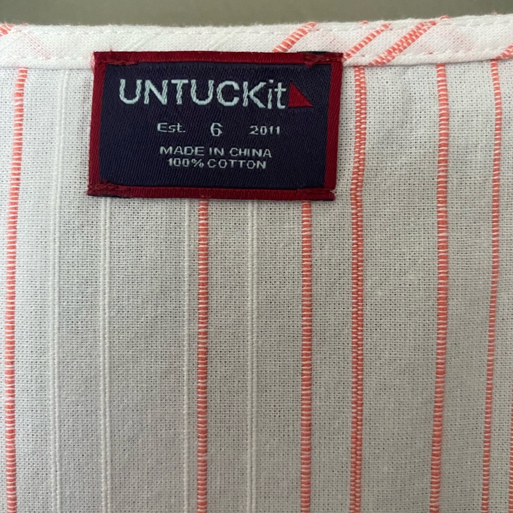 NWT UNTUCKit Durfort Women’s Boho Peasant Striped Tunic Shirt Sz 6 - Picture 5 of 8